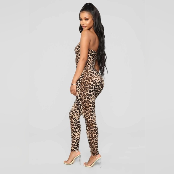 Fashion Nova jumpsuit, romper, one piece, leopard pants, stretchy leotard, party - Picture 6 of 7